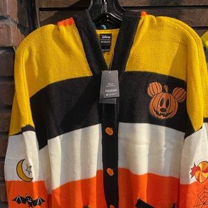 Disney Mickey Mouse Halloween Candy Corn Stripe Girls Button Cardigan…BOO!!